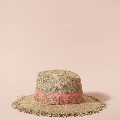 SOMBRERO Sombrero de paja rosa y dorado Victorio