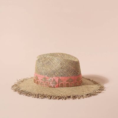 SOMBRERO Sombrero de paja rosa y dorado Victorio