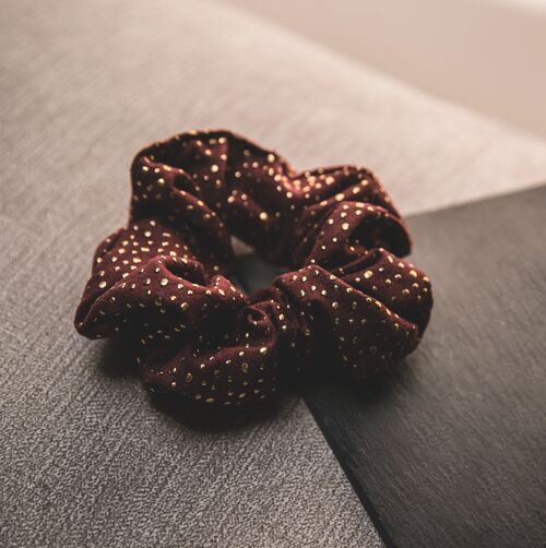 Thalia Gold Dot Scrunchie - Red