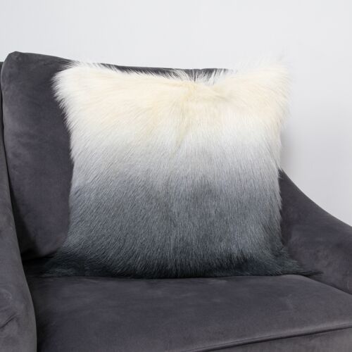 Ivory/Charcoal Goatskin Cushion