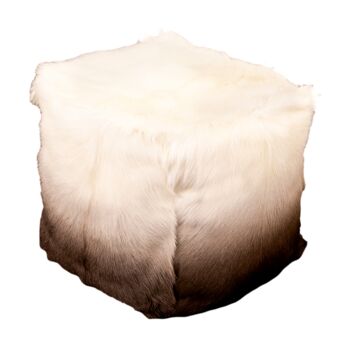 Pouf dégradé en peau de chèvre ivoire/marron 2