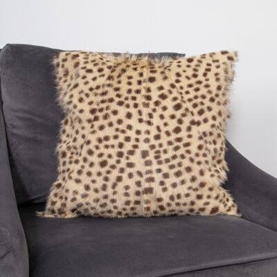 Coussin en cuir de chèvre léopard marron