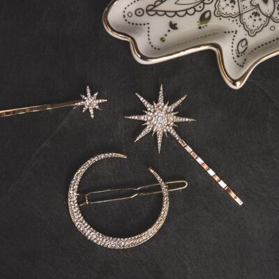 Juno Moon & Star Hair Clip Set