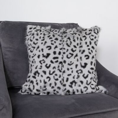 Cojín estampado piel de cabra leopardo gris