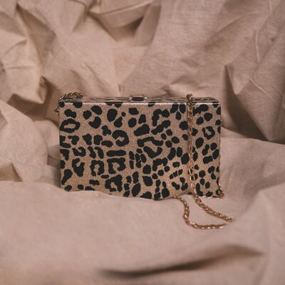 Ngozi Leopard Sparkle Box Bag - Or