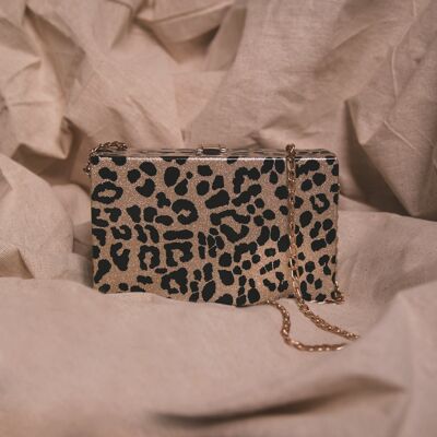 Ngozi Leopard Sparkle Box Bag - Oro