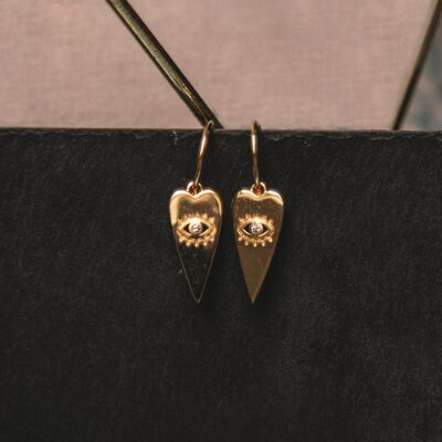 Orla Heart Drop Eye Charm Earrings