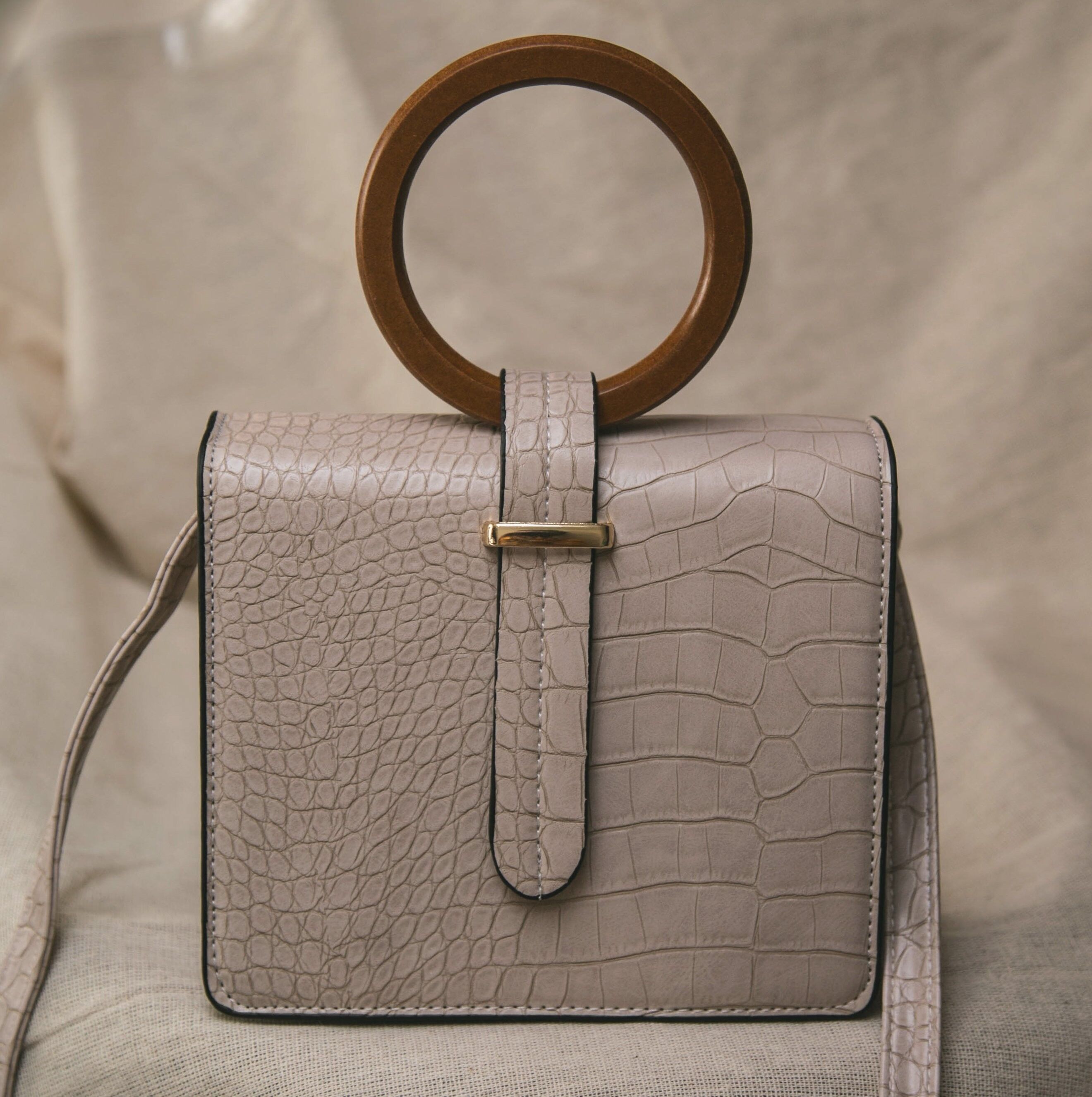 Borsa a tracolla Ava Croc - Taupe