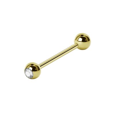 Barbell aus Chirurgenstahl mit Kristall (1.6mm) Materialstärke (mm):1.6|Länge (mm):12.0|Farbe:Crystal|Kugelgröße (mm):5.0 (SKU: 70435-1)