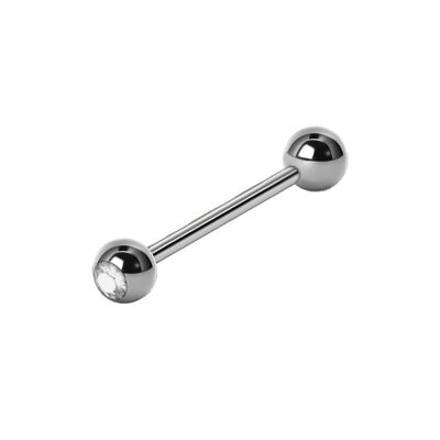 Barbell aus Chirurgenstahl mit Kristall (1.6mm) Materialstärke (mm):1.6|Länge (mm):12.0|Farbe:Crystal|Kugelgröße (mm):5.0 (SKU: 70524-1)