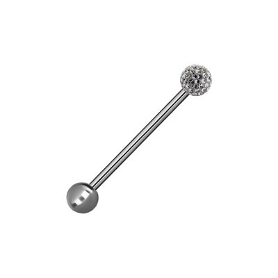 Barbell aus Chirurgenstahl mit Epoxy-Kugel (1.6mm) Materialstärke (mm):1.6|Länge (mm):12.0|Farbe:Crystal|Kugelgröße (mm):5.0 (SKU: 73083-1)