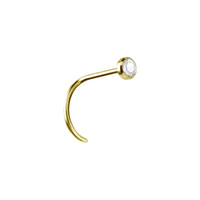 Nasenstecker aus 18K Gold mit Kristall Materialstärke (mm):0.8|Länge (mm):6.5|Kopfgröße (mm):2.35 (SKU: 75523)