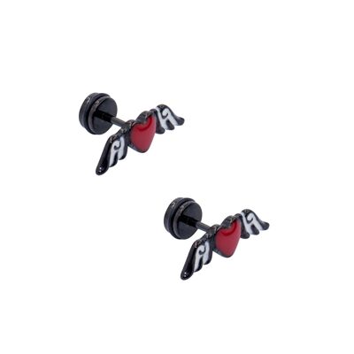 Edelstahl Ohrstecker "Flügelherz" (SKU: 77710)