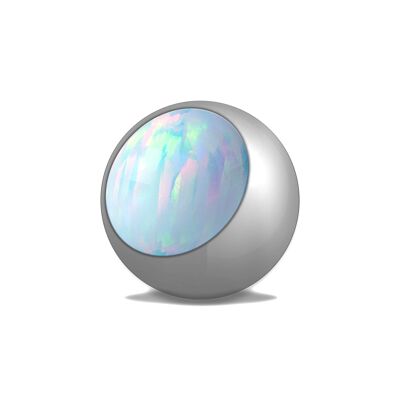 Schraubkugel aus Chirurgenstahl mit Synthetik Opal Materialstärke (mm):1.2|Kugelgröße (mm):3.0|Farbe:White Opal (SKU: 78930-1)
