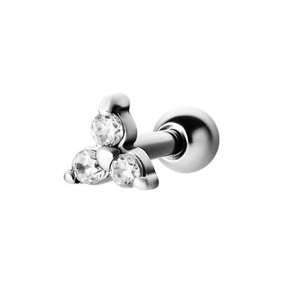 Tragus/Helix aus Chirurgenstahl mit Cubic Zirkonia Materialstärke (mm):1.2|Länge (mm):4.0|Kopfgröße (mm):3.5 (SKU: 79385-1)