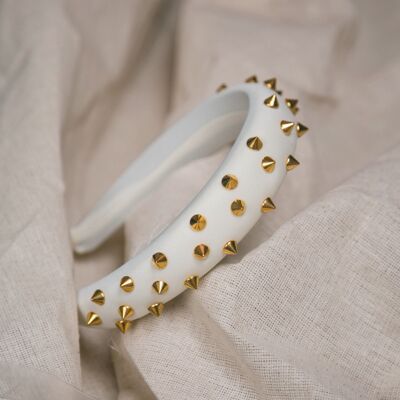 Roxy Gold Spike Headband - White