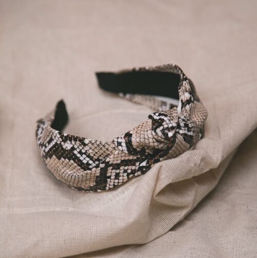 Taylor Snakeprint Knot Headband - Natural