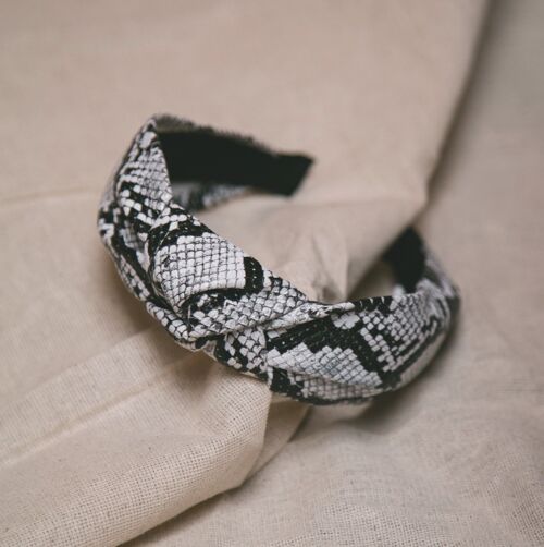 Taylor Snakeprint Knot Headband - White