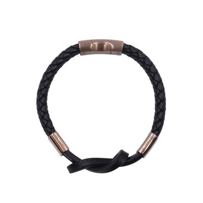 Lederarmband mit Edelstahlverschluss "Knoten" Breite (cm):1.0|Länge (cm):21.0 (SKU: 79855)