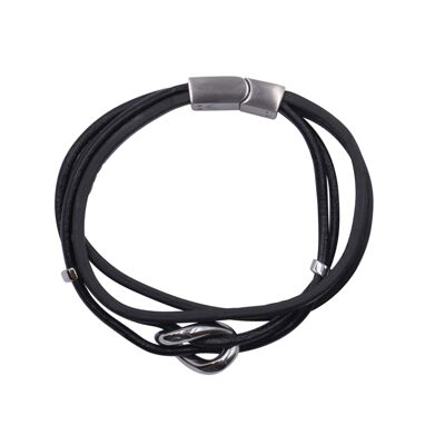 Lederarmband mit Edelstahlverschluss Farbe:Silber|Breite (cm):1.0|Länge (cm):20.0 (SKU: 79861-1)