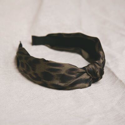 Samiya Knot Leopard Headband - Khaki