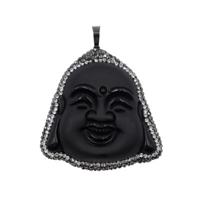 Obsidiananhänger "Buddha" Breite (cm):3.0|Höhe (cm):3.5 (SKU: 79988)
