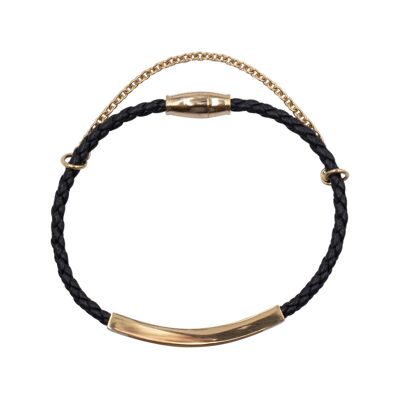 Lederarmband Länge (cm):20.0|Farbe:Schwarz/Rosegold (SKU: 80921-1)