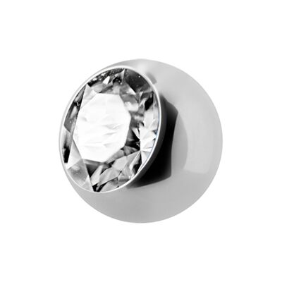 Schraubkugel aus Chirurgenstahl mit Kristall 90° (1.6mm) Materialstärke (mm):1.6|Farbe:Crystal|Kugelgröße (mm):4.0 90° Sidethread (SKU: 90020-1)