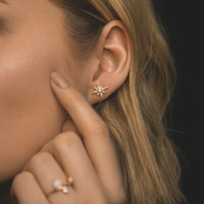 Serin Star Opal Stud Earrings