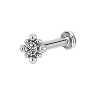 Labret aus Titan mit Kristall Materialstärke (mm):1.2|Kopfgröße (mm):2.5|Länge (mm):4.0 (SKU: 90216-1)