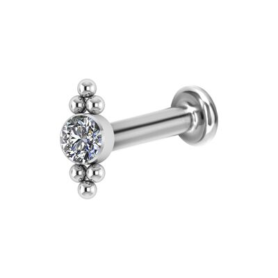 Labret aus Titan mit Kristall Materialstärke (mm):1.2|Kopfgröße (mm):3.0|Länge (mm):4.0 (SKU: 90220-1)