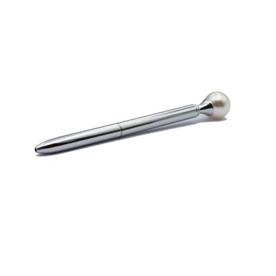 Kugelschreiber mit Perle Farbe:Silber (SKU: 80959-1)