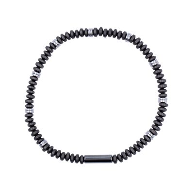 Hämatitarmband mit Edelstahlbeads (SKU: 24283)