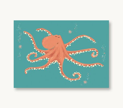 Postkarte Krake, Octopus