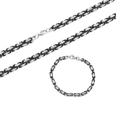 Edelstahl Königskette / Armband - Set (SKU: 23655)