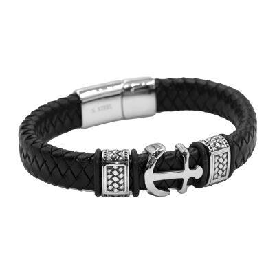 Lederarmband Anker Breite (cm):1.0|Länge (cm):21.5 (SKU: 90361)