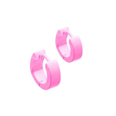 Edelstahl Creolen "Pink" Durchmesser (mm):9.0|Breite (mm):4.0 (SKU: 77309-5)