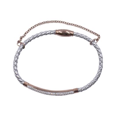 Lederarmband Durchmesser (cm):7.0|Farbe:Silber/Rose (SKU: 79875-1)