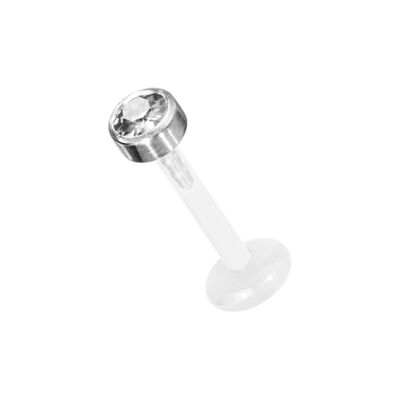 Labret aus Bioplast® mit Kristall (1.2 x 3.0mm) Materialstärke (mm):1.2|Kopfgröße (mm):3.0|Länge (mm):7.0|Farbe:Lt.Siam (SKU: 70330-20)