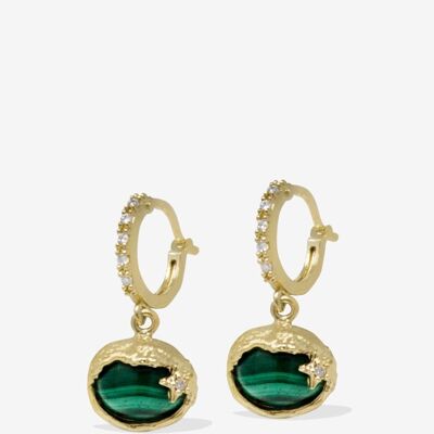 Ad Astra Gold-plated Malachite Mini Hoop Earrings