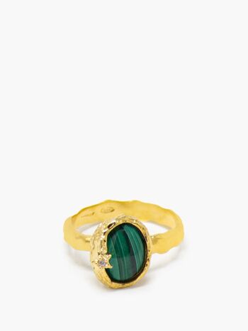 Bague malachite plaquée or Ad Astra 4