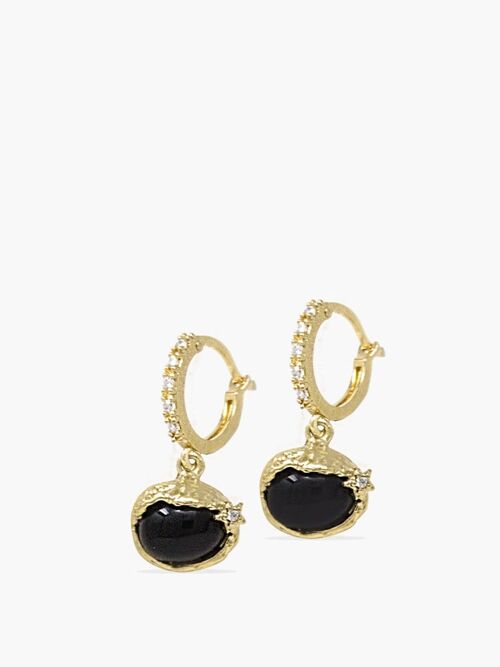 Ad Astra Gold-plated Onyx Mini Hoop Earrings