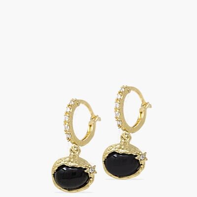 Ad Astra Gold-plated Onyx Mini Hoop Earrings