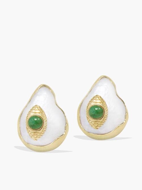18KGOS The Eye Emerald Stud Earrings