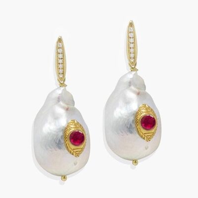 18KGOS The Eye Ruby Drop Earrings