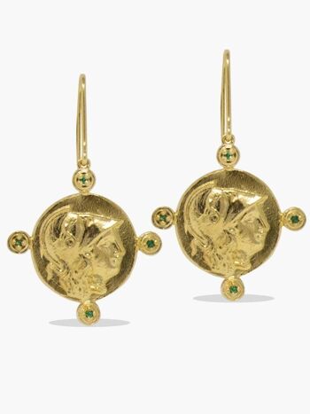 Boucles d'oreilles 18KGOS Athena Green CZ 1