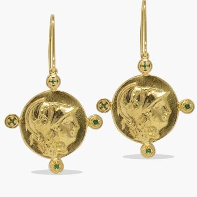 18KGOS Pendientes Athena con circonitas verdes