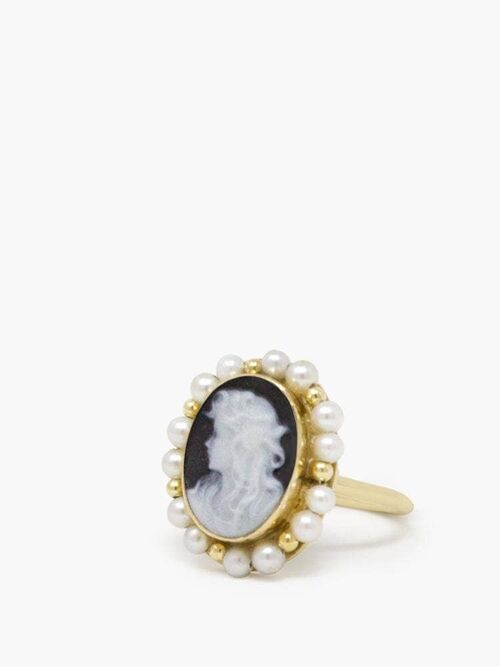 18KGOS Little Lovelies Black Cameo FWP Ring