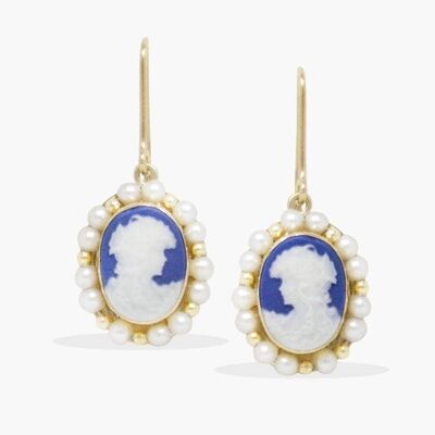 18KGOS Pendientes Little Lovelies Blue Cameo FWP