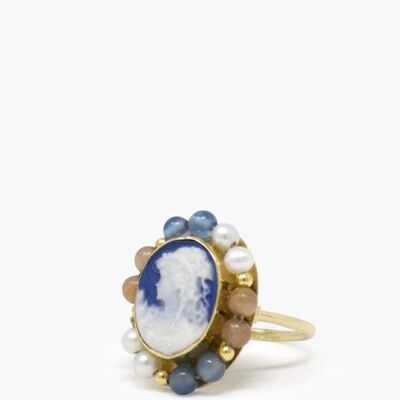 18KGOS Little Lovelies Blue Cameo Multistone Ring
